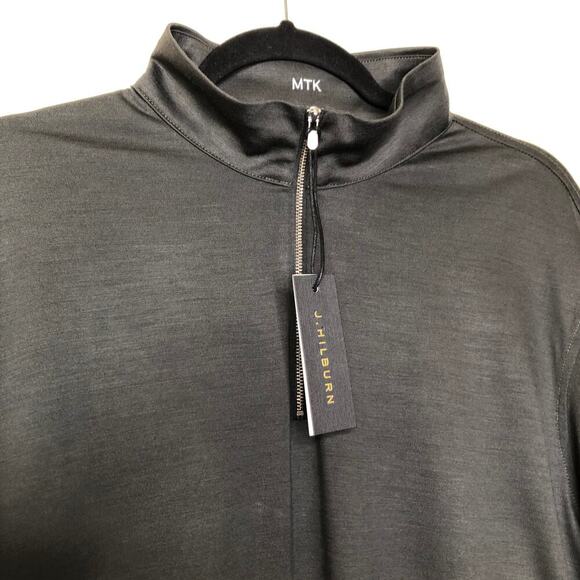 NWT J. Hilburn 100% Merino Wool Black Quarter Zip Pullover Sweater XL Top Casual - Picture 4 of 13